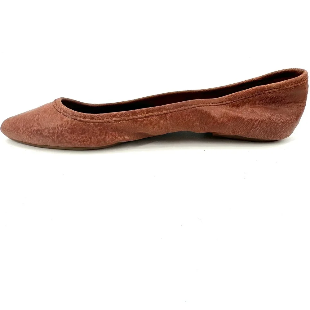 Frye Regina Pointed Toe Ballet Flats Cognac Brown Leather Womens 8.5